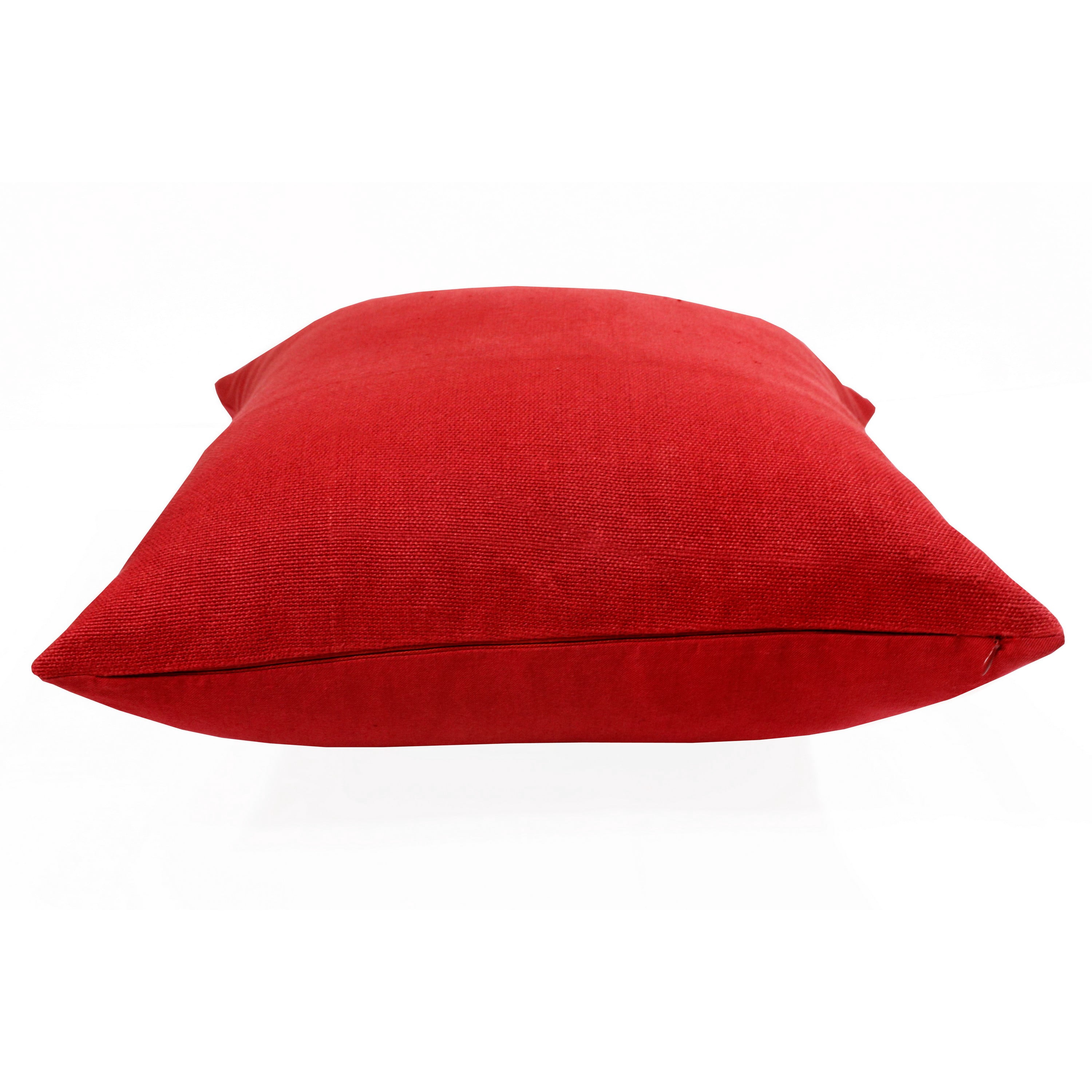 Estate Hand-Woven Red Solid Linen Throw Pillow, 20" x 20"