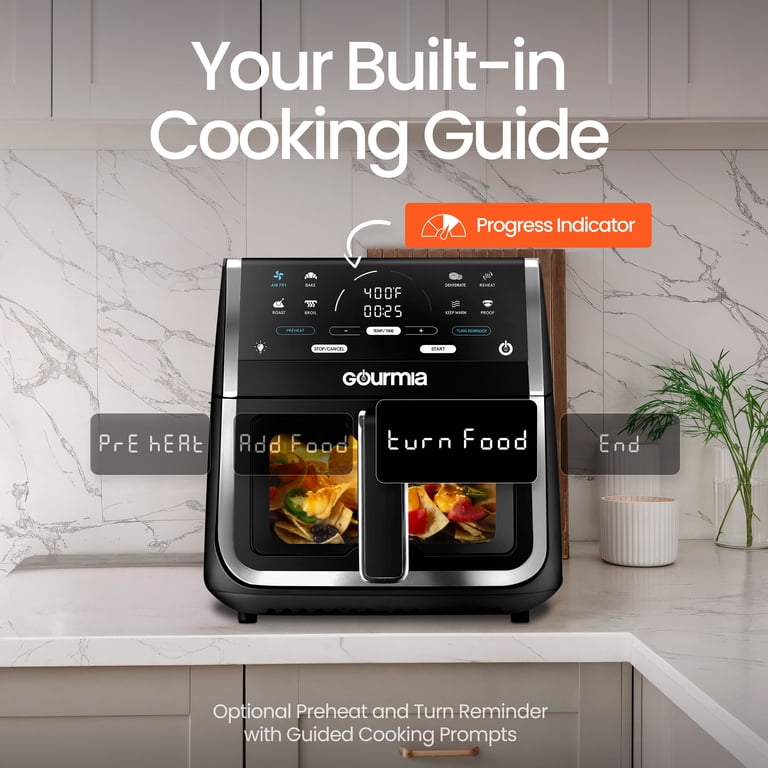 Gourmia 8 Qt Digital Window Air Fryer with 8 One-Touch Cooking