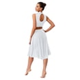 thumbnail image 2 of Sholeno Women Applique Lyrical Dance Outfits Sleeveless Tops Irregular Skirted Leotard Contemporary Dancewear White L, 2 of 5