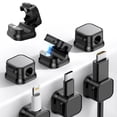 thumbnail image 2 of 6 Pack Magnetic Cable Management, Cord Organizer, Cable Smooth Adjustable, Cord Holder, Adhesive Wire Holder Keeper Organizer for Home Office Desk Phone Car Wall Desktop Nightstand, Black, 2 of 7
