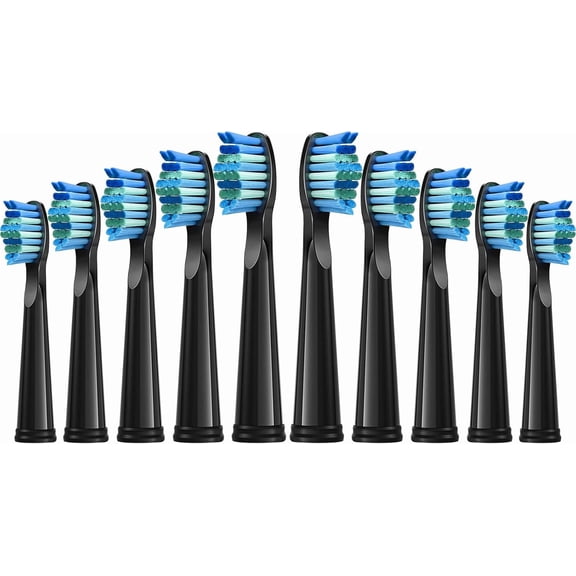 YUNCHI Toothbrush Replacement Heads 10 Pack Compatible with Fairywill FW-507/508/551/917/959, for FW-D1/FW-D3/FW-D7/FW-D8, for Fairywill Toothbrush Refills - Black