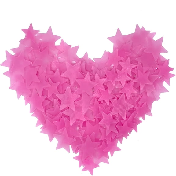 CCOCC Glow in the Dark Pink Stars Wall Stickers 100 Count