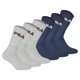 thumbnail image 1 of FILA Calcetines unisex, pack de 6 - calcetines de tripulación, de rizo, de tenis, deportivos (2x 3 pares) Azul/Gris 35-38, 1 of 5