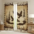 thumbnail image 2 of 2 Panels,(38Wx45L) Rustic Farmhouse Curtains,Retro Bird Cabin Darkening Curtains,Woodland Animals Curtains Drapes,Hunting Bear Deer Moose Wildlife Botanical Trees Taupe Window Treatments, 2 of 5