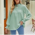 thumbnail image 2 of BLVB Womens Spring Fall Tunic Tops Crewneck Fold Button Long Sleeve Shirts Solid Casual Loose Ladies Dressy Blouse, 2 of 4