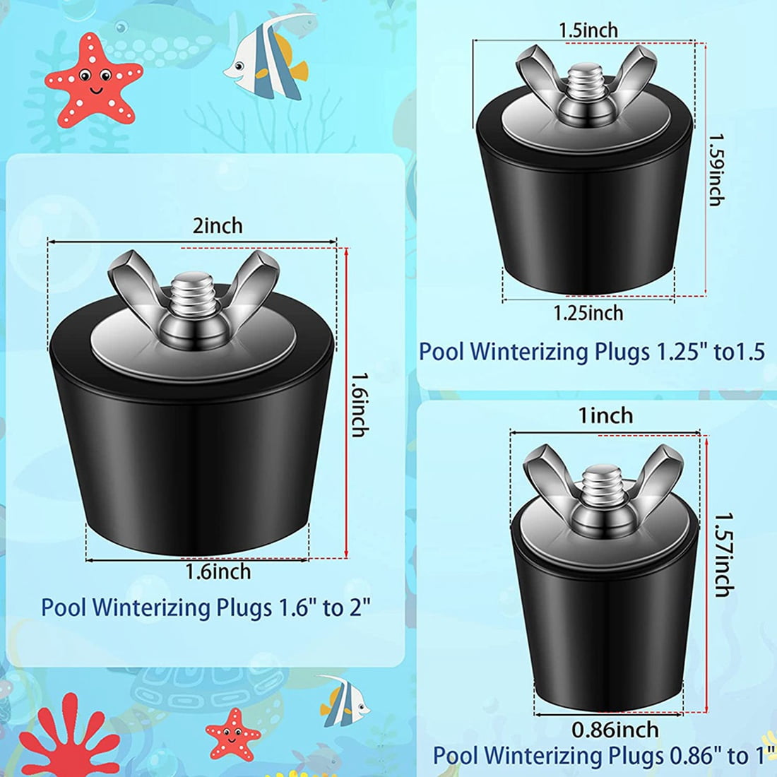 3 Sizes Rubber Pool Plug Pool Return Line Plug Pool Plug Splitter Plug
