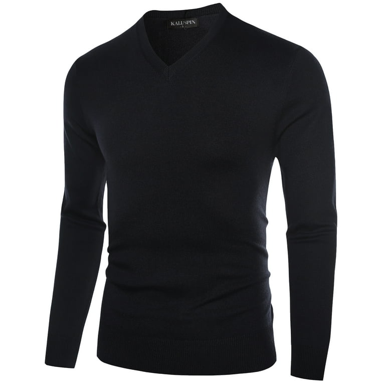 Black long sleeve v neck sweater cheap