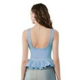 thumbnail image 2 of Gupgi Débardeur à Volants pour Femmes Couleur Unie Slim Col Rond Dos Nu Peplum Crop Top, 2 of 8