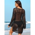 thumbnail image 4 of Alove Swimsuit Beach Coverups V Neck Cover Up Women Crochet Hollow Out Tops Side Split Swim Bikini Bathing Suit Loose Fit Beach Dress, 4 of 7