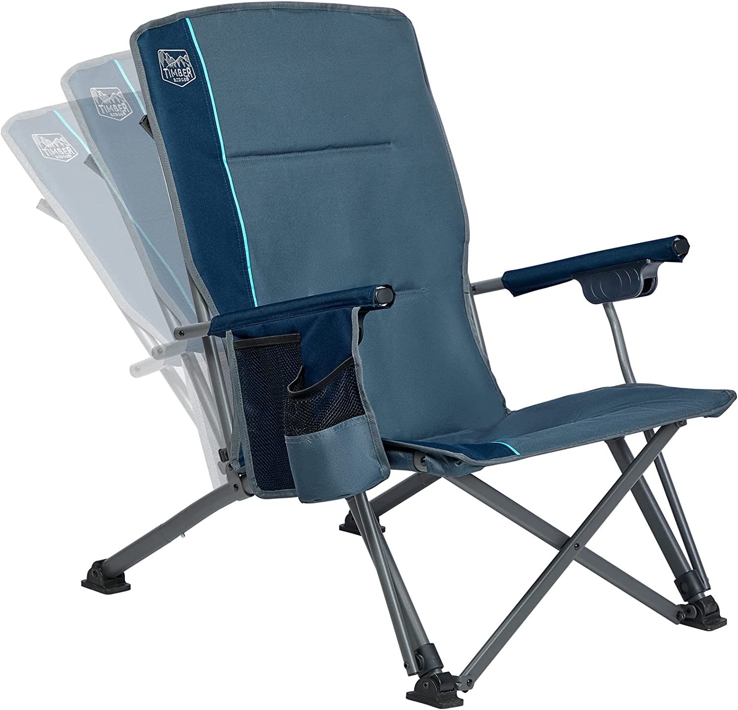 Low Beach Chair for Adults 3Position Adjustable High Back Heavy Duty