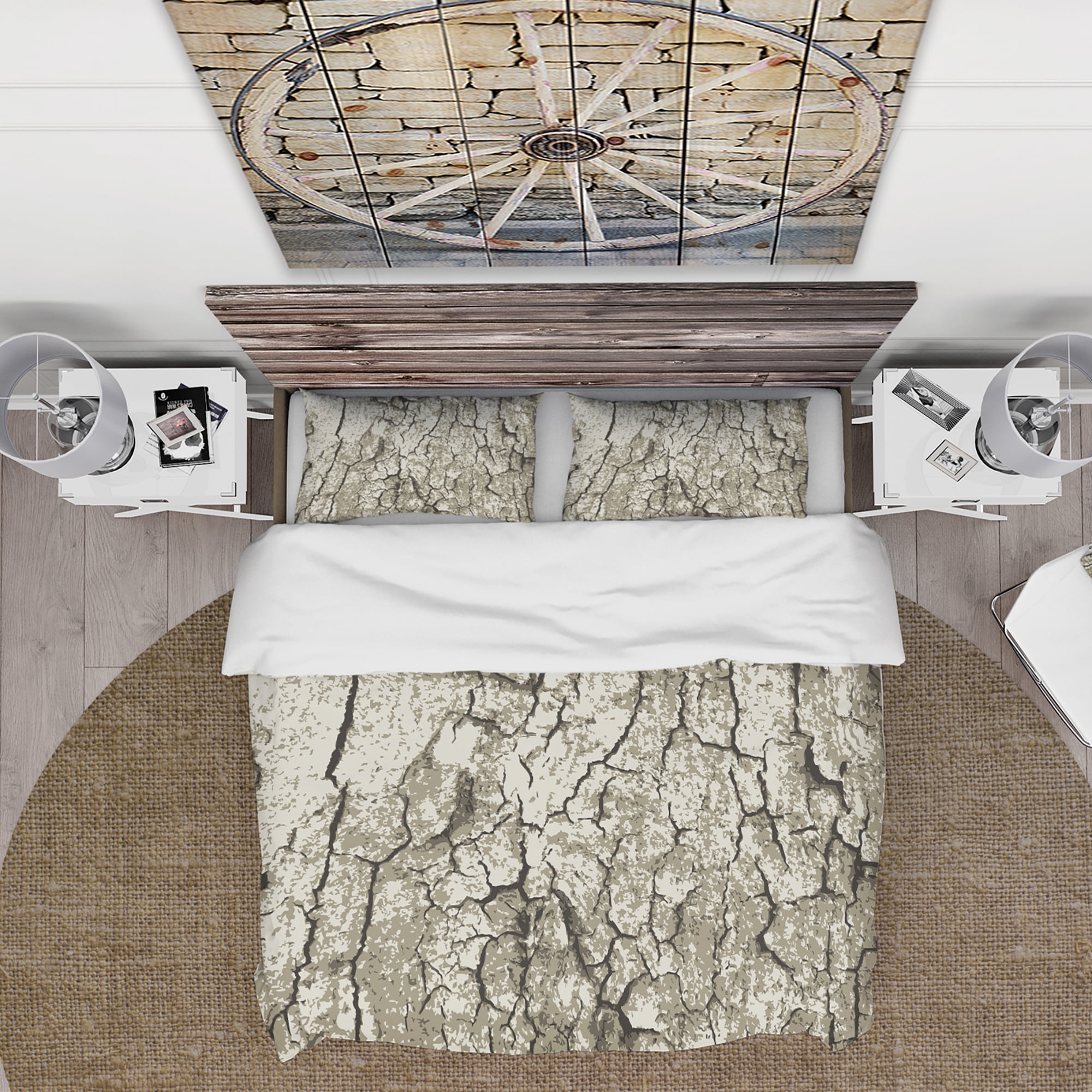 Designart 'Vintage Tree Bark' Vintage Duvet Cover Set