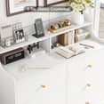 thumbnail image 2 of Homfa 6 Drawer Double White Dresser with Hutch, Modern Wood Dresser Storage Cabinet for Bedroom Living Room, 2 of 7