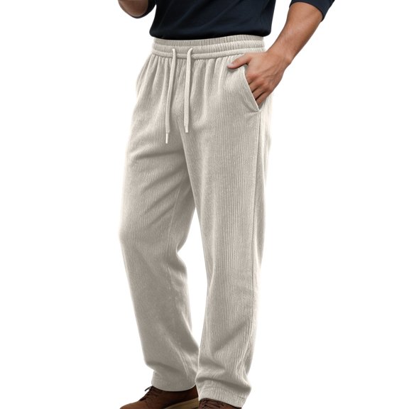 Yongwang Mens Big&Tall Corduroy Sweatpants Wide Leg Drawstring Elastic Waist Sweatpants Vintage Fashion Pants