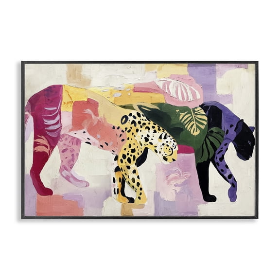 Candy Cats Tropical Wildlife Black Framed Giclee Art, design by Annabelle Hall