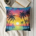 thumbnail image 3 of Summer Seaside Throw Pillow Covers Colorful Tie Dye Sunset Dreamy Pillow Cases for Kids Teens Adults Tropical Coconut Trees Sailboat Wild Seagull Cushion Covers for Chairs RV, 3 of 5