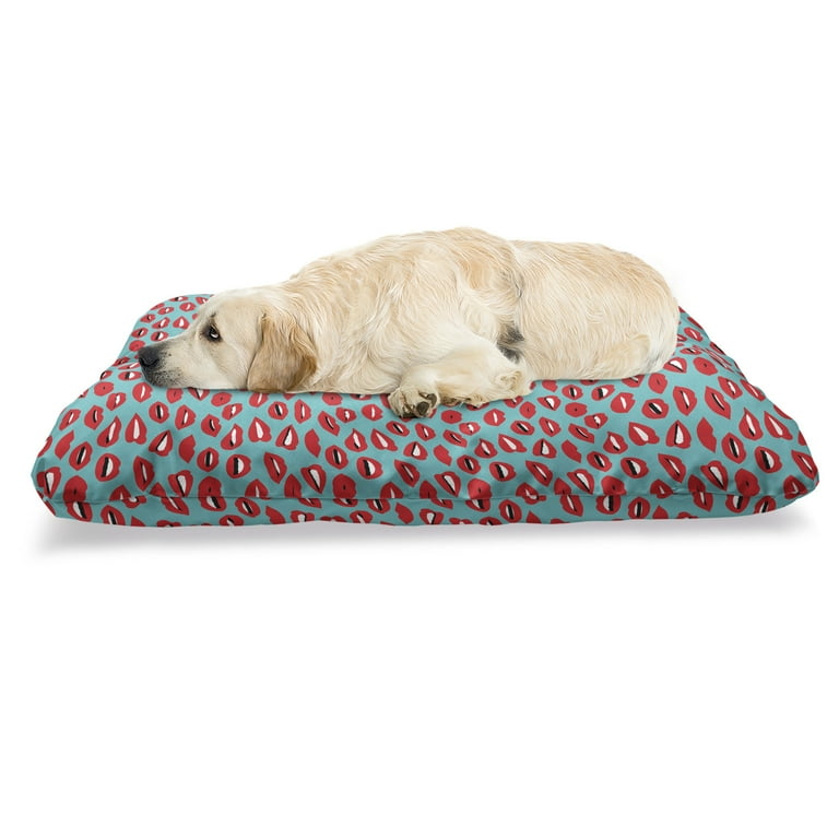 Kiss Pet Bed Retro Woman Mouth Red Lipstick Girl Expressing Different Emotions Female Vintage Resistant Pad for Dogs and Cats Cushion with Removable