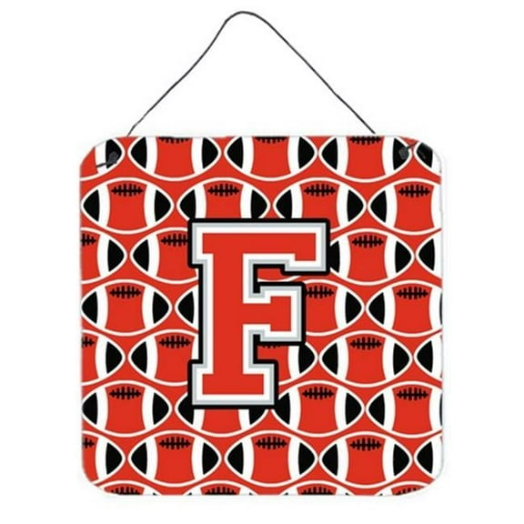 Letter F Football Scarlet & Grey Wall or Door Hanging Prints