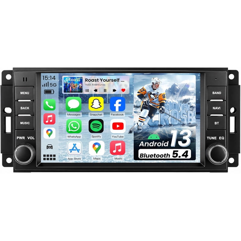 LULAION Upgraded 7" Android Car Stereo for Jeep Wrangler JK (2007‑2018) & Dodge Ram 1500 (2009‑2012) – Carplay, Android Auto, Bluetooth, SWC, FM, Camera Included, 2+32GB
