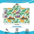 thumbnail image 2 of LightBlue Cartoon Dinosaurs Volcanoes Pattern Hooded Bath Towel，50"x30" for Ages 3 To 12 Kids, Quick Dry Lightweight Soft Microfiber Hood Beach Towel Cover Up for Kids, 2 of 7