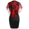 thumbnail image 3 of Women's Casual Tennis Dress Fashion Rose Print Chiffon O Neck Ruffles Dress for Everyday Wear Red XXL, 3 of 6