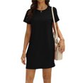 thumbnail image 3 of Langwyqu Summer Short Sleeved Solid Color Women Crewneck Casual Mini Dress, 3 of 5