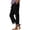 Black, variant on Women's Cotton Linen Ankle Pants, Plaid Patchwork Hem and Elastic Waist Straight Leg Trousers with Pockets, 9/10 Length Casual Pants for Summer and Vacation-Dark Blue