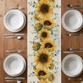 thumbnail image 6 of Sunflower Table Runner - 70 Inch Long, Kitchen Dining Table Runner Dresser Scarves, Yellow Floral Pastoral Botanical Leaves Rustic Farmhouse Decor for Coffee Tables Wedding Party Banquet, 6 of 8