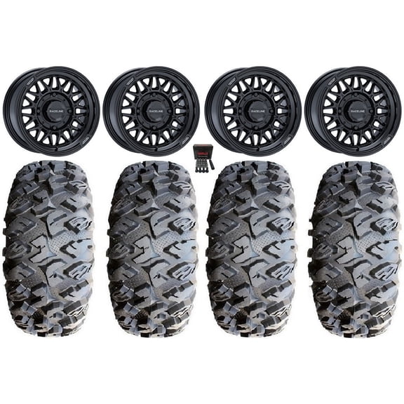 Raceline Omega 15" Wheels Gloss Black 31" MotoClaw Tires Can-Am Commander Maverick Renegade Outlander Defender