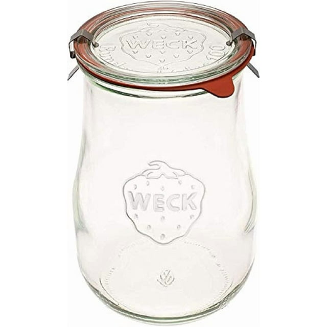 - Weck Tulip Jars 1.5 Liter- Large Glass Jars for Sourdough - Starter Jar with Glass Lid - Wide Mouth - Suitable for Canning and Storage - (1 Jar)