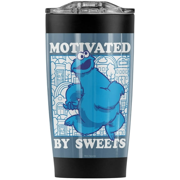 Sesame Street/Cookie Monster Motivated Stainless Steel Tumbler 20 oz Coffee Travel Mug/Cup, Vacuum Insulated & Double Wall with Leakproof Sliding Lid | Great for Hot Drinks and Cold Beverages