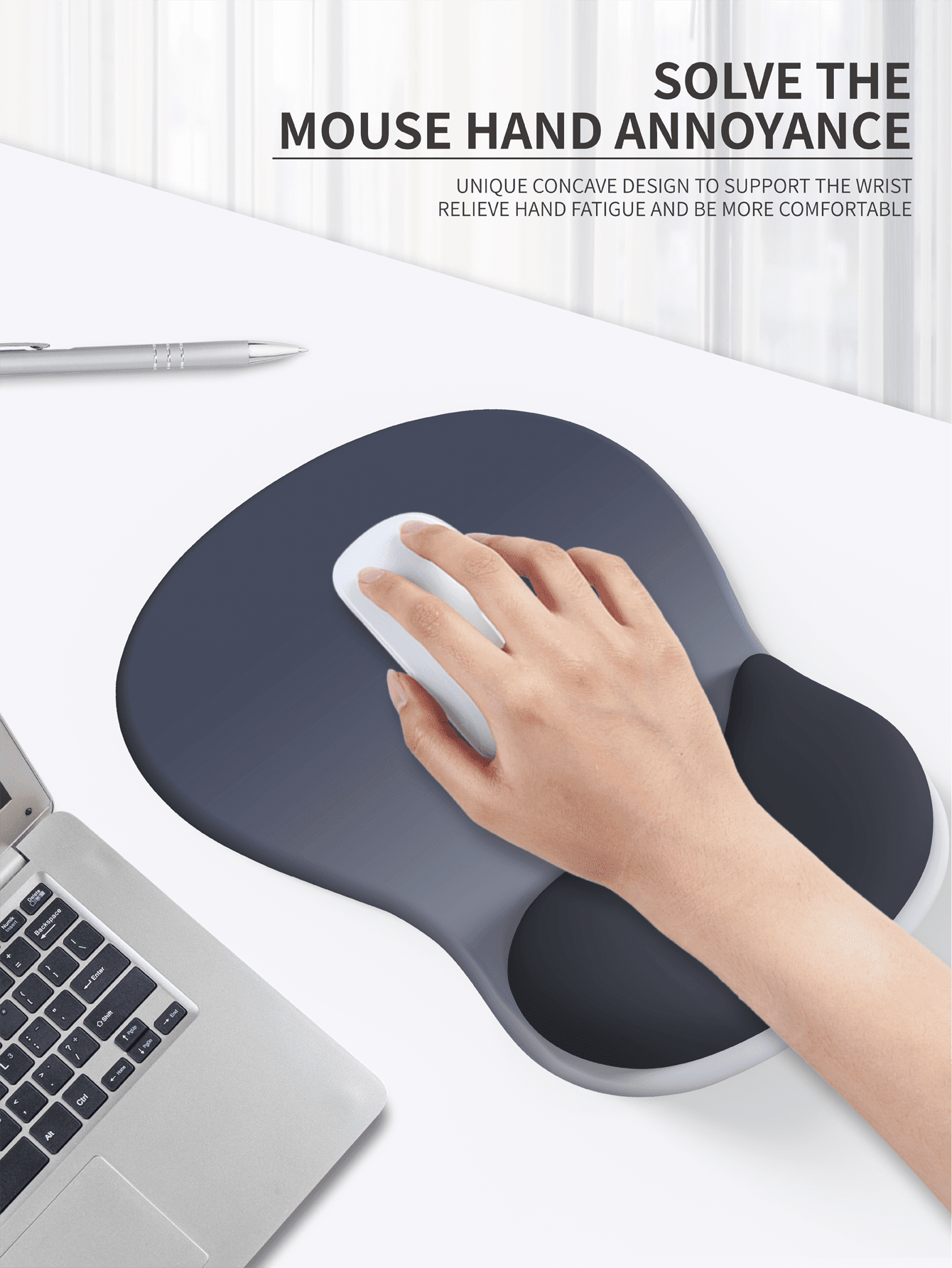 Silicone Ergonomic Wrist Pad – Mouse Pad with Wrist Support, Relieves Hand Pain, Thick Design, Silicone Anti-Slip Base (Lotus Root Pink)