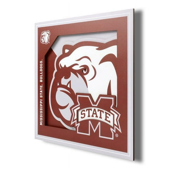 Mississippi State Bulldogs 12'' x 12'' 3D Logo Wall Art