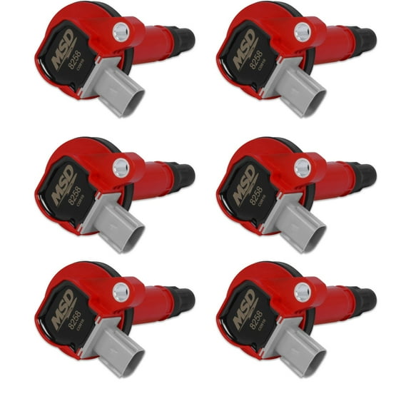 MSD 82586 Ignition Coils, Red, 6-Pack (2-Pin Connector)