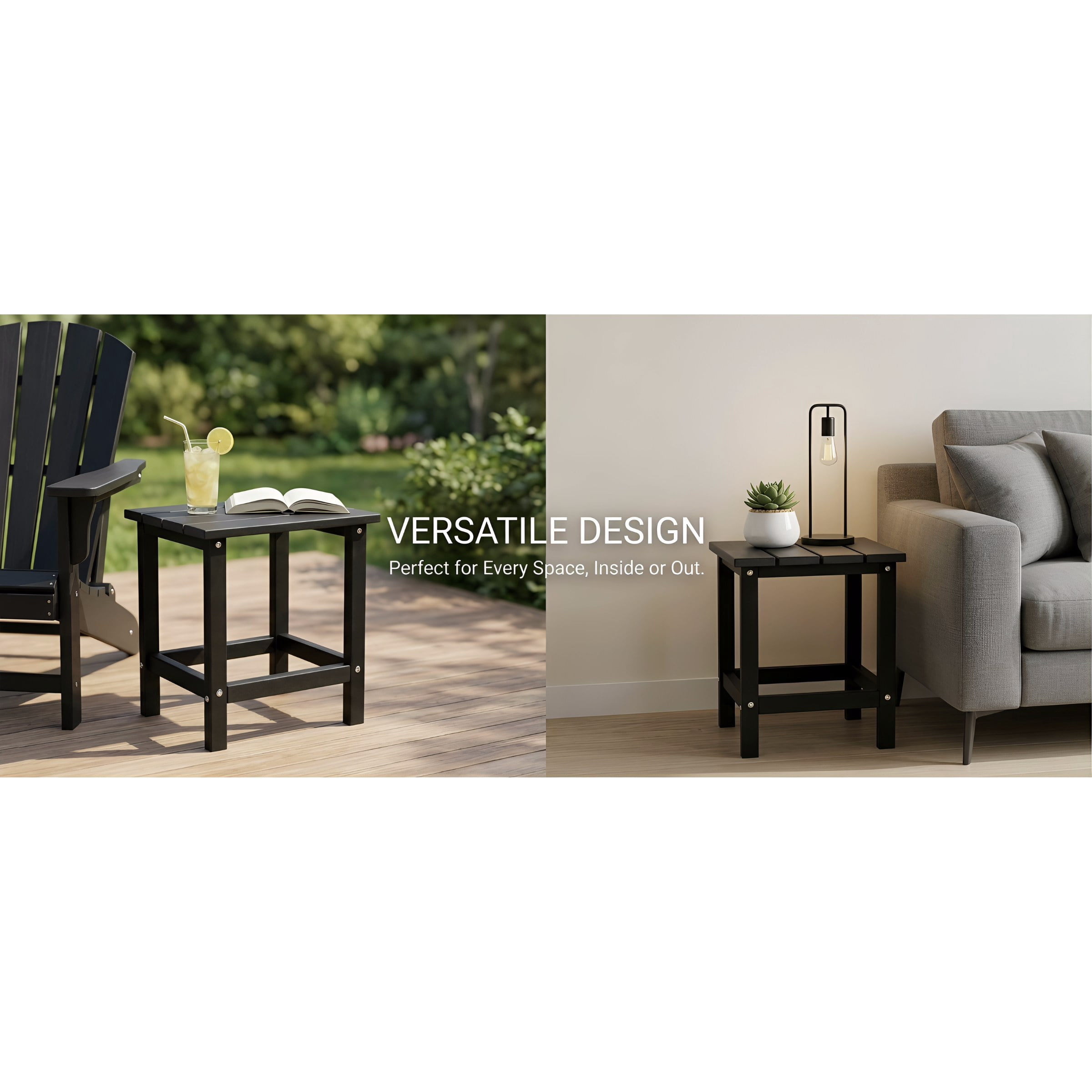 Outdoor Side Table, Patio Side Table, HDPE End Tables for Backyard Pool Porch Garden Lawn