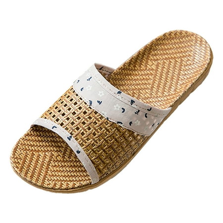 

Youmylove Summer Couple Sandal Slippers Women Slide Home Anti-Slip Thick Sole Floor Linen Slippers Comfort Cozy Leisure Daily Walking