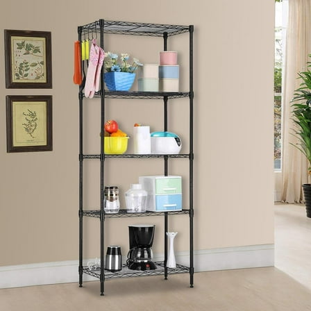 ZOPan 21"x11"x59" 5 Tiers Wire Shelving Unit Metal Shelf Rack 551 LBS Capacity Black