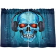 thumbnail image 2 of Coolnut Funny Skull Half Window Tier Curtains 24 Inch Blackout Thermal Insulating Kitchen Linen Tier Curtains for Kitchen, Bathroom, Cafe Home Decor, 2 of 7