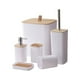 thumbnail image 2 of Set de accesorios de baño de 6 piezas | El juego de baño de plástico moderno incluye dispensador de jabón, soporte para cepillos de dientes, vaso, cubo de basura, cepillo de inodoro – blanco, gris, 2 of 6
