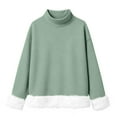 thumbnail image 5 of Chandails d'Automne et d'Hiver Grande Taille pour Femmes, Mode Féminine Décontractée, Col Roulé Imprimé, Haut à Manches Longues, Chandail Molletonné, Chandails à Capuchon Amusants, Vert Menthe, TTTG, 5 of 5