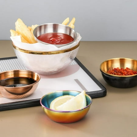 

Monfince 1Pcs Stainless Steel Seasoning Sauce Dish Bowls Sauce Saucer Vinegar Taste Snack Serving Bowls Home Kitchen Spice Plate Tools
