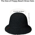 thumbnail image 6 of Womens Floppy Straw Sun Hat Packable Wide Brim Summer Beach Hat Foldable Crochet Bucket Hats, 6 of 6