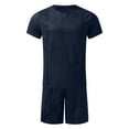 thumbnail image 2 of Vedolay Summer Casual Short Sets Mens 2 Piece Outfits Short Sets Short Sleeve T Shirt and Shorts,Blue XL, 2 of 5