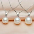 thumbnail image 4 of K-KED 3 Pcs Beauty 8-16mm South Sea Round Shell Pearl 925 Silver Pendant Necklace 17''-White Gray Black-10 mm, 4 of 5