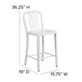 thumbnail image 6 of Flash Furniture Gael Commercial Grade 24" High White Metal Indoor-Outdoor Counter Height Stool with Vertical Slat Back, 6 of 11