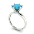 thumbnail image 2 of Clara Pucci 14K White Gold 2.5ct Turquoise Solitaire Ring for Women, 2 of 8