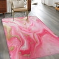 thumbnail image 2 of Modernism Area Rugs 3x5 ft Impressionist Theme Pink Gold Water Ripple Washable Rug Non Slip Indoor Carpet Absorbent Floor Mat for Living Room Bedroom Dining Room, 2 of 9