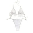 thumbnail image 2 of Aunavey Women 2 Piece Shiny Diamond Crystal Bathing Suit Bikini Sexy Push Up Swimwear for Party Rave Clubwear, 2 of 8