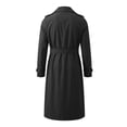 thumbnail image 5 of Mrmaere Men Lapel Trench Coat Double Breasted Belted Long Sleeve Outerwear For Business Daily Black S, 5 of 9