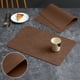 thumbnail image 1 of Mantel individual de cuero | Alfombrilla antideslizante para mesa de comedor | Cuero artificial resistente al calor, fácil de limpiar, ecológico | Color café marrón | 17,7 x 11,8 pulgadas | Paquete, 1 of 8