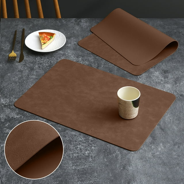 Mantel Individual de Cuero para Mesa de Comedor | Mantel de Cuero Artificial Marrón | Mantel Individual Antideslizante y Resistente Al Calor | Fácil de Limpiar | 45 X 30 Cm | 1 Pieza